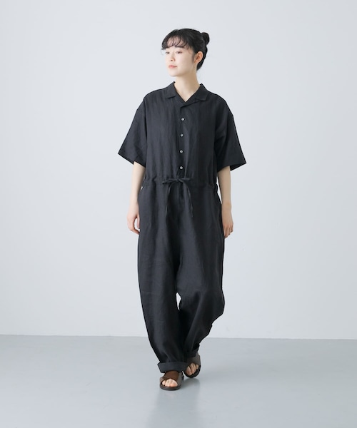 かぐれ（カグレ）の「リネンハーフスリーブオールインワン（サロペット/オーバーオール・レディース・BLACK/GREGE/CHARCOAL・FREE）」の14枚目の写真