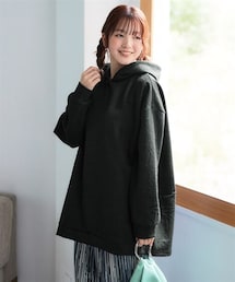 nissen | ＜大きいサイズ＞ふくれフラワージャガードチュニックパーカー(パーカー)