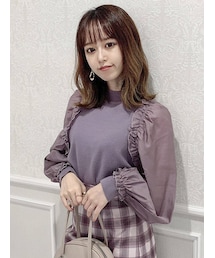 dazzlin | 異素材ギャザーフリルニットトップス(ニット/セーター)