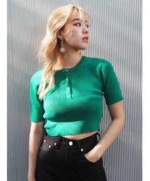 EVRIS | フロントヘンリーリブニット(ニット/セーター)