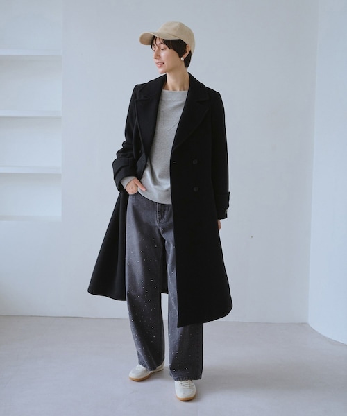 ROPE' PICNIC（ロペピクニック）の「JAPAN FABRIC ダブルチェスターコート/一部WEB限定カラー（チェスターコート・レディース・ブラック/グレー/グレー系/ベージュ系・F）」の7枚目の写真