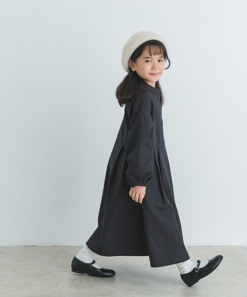 URBAN RESEARCH DOORS（アーバンリサーチドアーズ）の「『親子リンク』『UR TECH』チェック柄ワンピース(KIDS)（ワンピース・キッズ・BROWN/NAVY・105/120/135）」の2枚目の写真