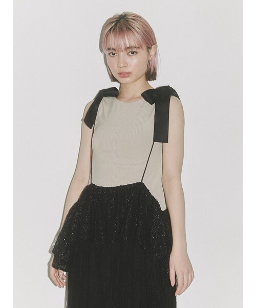 merry jenny（メリージェニー）の「ribbonアメスリリブtops（Tシャツ/カットソー・レディース・ブラック/オレンジ/グリーン/ベージュ・F）」の10枚目の写真