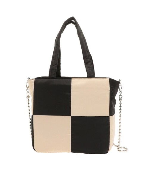 jouetie（ジュエティ）の「ブロッキングパッファーバッグ（トートバッグ・レディース・パープル/ブラック/アイボリー・F）」の10枚目の写真