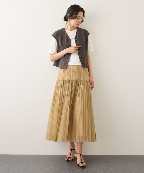 ROPE'（ロペ）の「コンフォートフレンチスリーブブラウス/UVカット・防シワ・接触冷感・吸水速乾・セットアップ対応・イージーケア（シャツ/ブラウス・レディース・ダークブラウン系/ベージュ・F）」の12枚目の写真