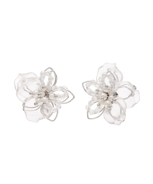 MERCURYDUO（マーキュリーデュオ）の「パールビーズフラワーモチーフイヤリング（イヤリング・レディース・シルバー/ゴールド・F）」の2枚目の写真