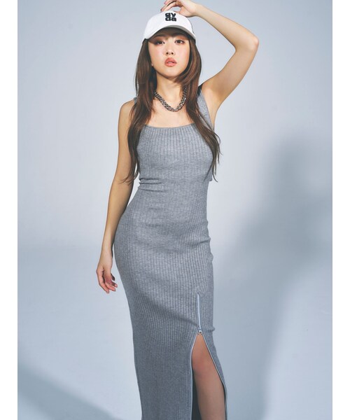 GYDA（ジェイダ）の「バックオープン ジップスリット リブニット ロングワンピース（ワンピース・レディース・ベージュ・F）」の22枚目の写真
