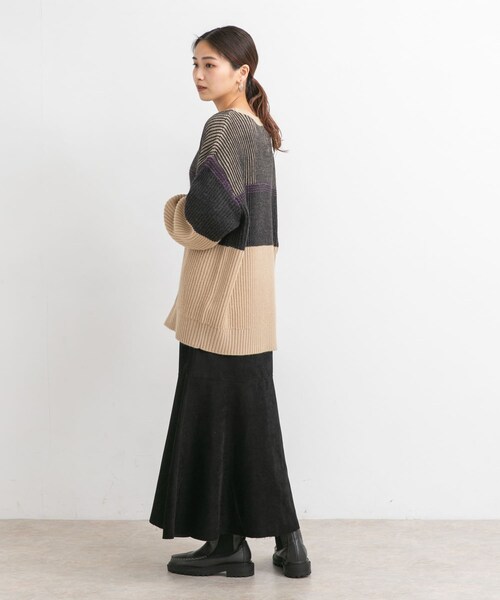 KBF（ケイビーエフ）の「カットオフ切替ロングスカート（スカート・レディース・CASSIS/L.BEIGE/BLACK・one）」の10枚目の写真