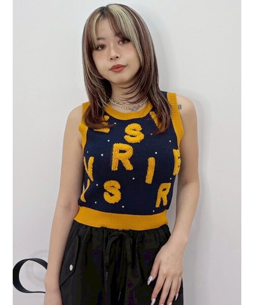 EVRIS（エヴリス）の「ジャガードサマーニットタンク（ニット/セーター・レディース・ホワイト/ブラック/ネイビー・F）」の9枚目の写真