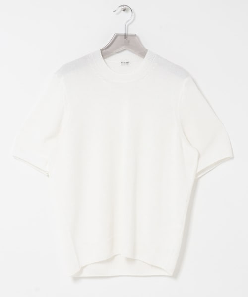 URBAN RESEARCH(アーバンリサーチ)の「PURLAM WASHI M-G TENJIKU CREW-NECK SHORT-SLEEVE(ニット/セーター・メンズ・WHITE/BLACK/GREEN/B.PURPLE/WHITE×BK/BK×WHITE・2/3)」の1枚目の写真