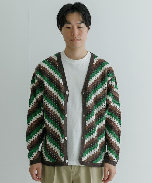 URBAN RESEARCH（アーバンリサーチ）の「URBAN RESEARCH iD　クロシェカーディガン（カーディガン/ボレロ・メンズ・BLACK/BROWN・M/L）」の16枚目の写真