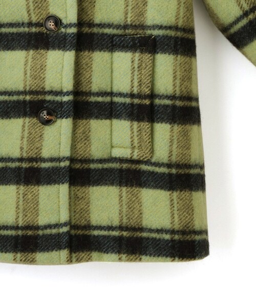 ADAM ET ROPE'(アダムエロペ)の「【J'aDoRe限定】【GANNI(ガニー)】Brushed Wool Check Midi Coat(ピーコート・レディース・ライトグリーン・36)」の7枚目の写真