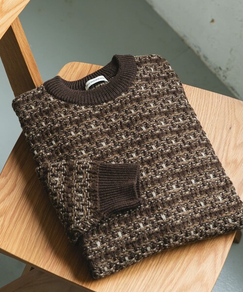 URBAN RESEARCH DOORS（アーバンリサーチドアーズ）の「ツイードライク ボーダーニット（ニット/セーター・メンズ・GRAY/BLACK/BROWN・M/L）」の4枚目の写真