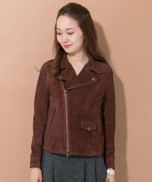 URBAN RESEARCH（アーバンリサーチ）の「SUPP.　別注 SUEDE RIDERS JACKET（ライダースジャケット・レディース・BROWN・S/M）」の6枚目の写真