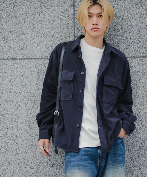 SENSE OF PLACE by URBAN RESEARCH(センスオブプレイスバイアーバンリサーチ)の「フリースフラップルーズシャツ(シャツ/ブラウス・メンズ・L.GRAY/MINT/NAVY・M/L)」の3枚目の写真