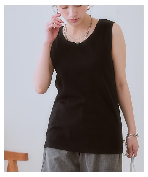 nissen（ニッセン）の「前後２WAY綿混タンクトップ＜大きいサイズ有＞（Tシャツ/カットソー・レディース・オフベージュ/黒・S/M/L/LL/3L/4L/5L/6L/8L/10L）」の19枚目の写真