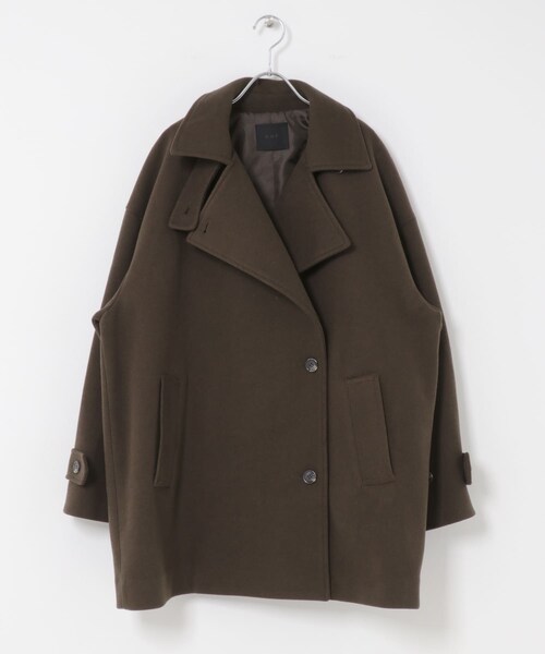 KBF（ケイビーエフ）の「BIGカラーミドルコート（テーラードジャケット・レディース・FOG BEIGE/BROWN/BLACK・one）」の22枚目の写真