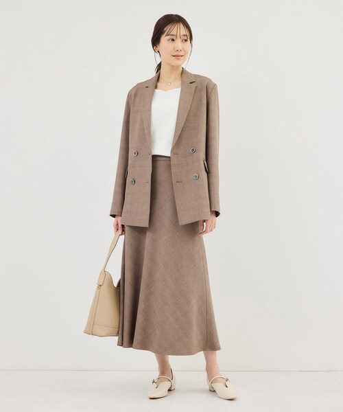 ROPE' PICNIC(ロペピクニック)の「メランジドビーチェックジャケット/セットアップ対応・防シワ・接触冷感(テーラードジャケット・レディース・ダークブラウン/ベージュ・F)」の20枚目の写真