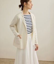 シルクコットン総針ニットジャケット/イージーケア