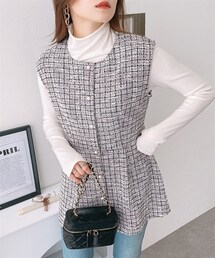 nissen | マルチカラーＭＩＸカットツイードベスト(ジャケット/アウター)