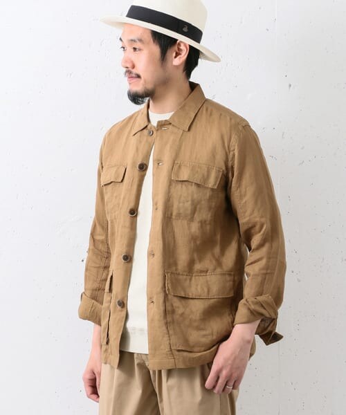 URBAN RESEARCH DOORS(アーバンリサーチドアーズ)の「リネンフィールドジャケット(ミリタリージャケット・メンズ・KHAKI/L.BROWN・38/40)」の13枚目の写真