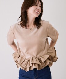Jayro（ジャイロ）の「裾デコフリルベロアTシャツ（Tシャツ/カットソー・レディース）」