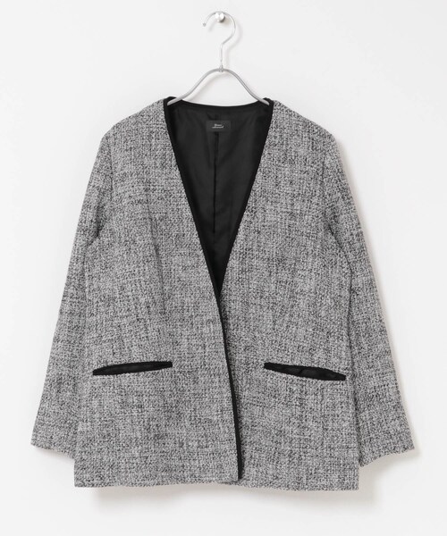 URBAN RESEARCH DOORS(アーバンリサーチドアーズ)の「ツィードVネックロングジャケット(その他アウター・レディース・OFF×BLK/NAVY・Free)」の11枚目の写真