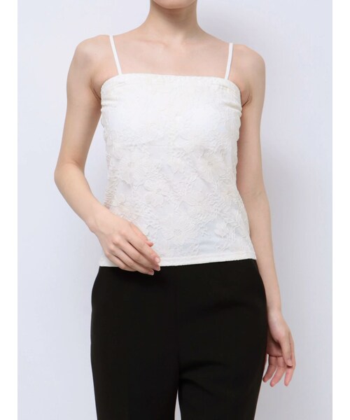 MERCURYDUO（マーキュリーデュオ）の「2WAYカップ付レースベアインナー（キャミソール・レディース・オフホワイト/ブラック/ベージュ・F）」の3枚目の写真