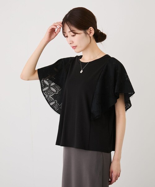 Jayro（ジャイロ）の「レースガーランドプルオーバー（Tシャツ/カットソー・レディース・ブラック/ホワイト系・M）」の5枚目の写真