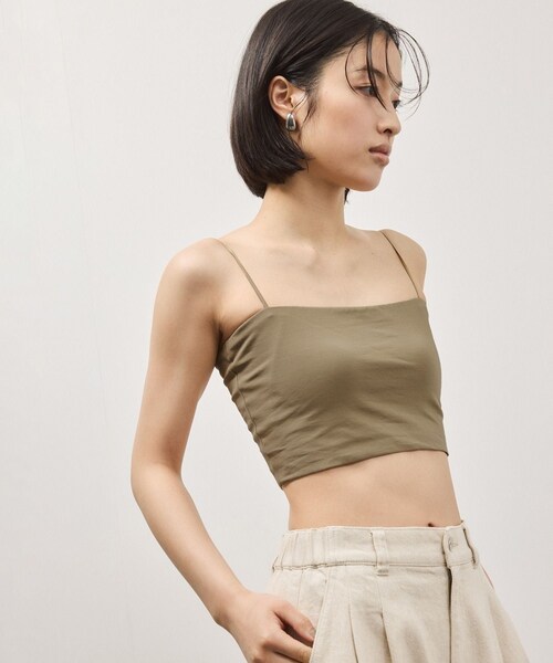 ADAM ET ROPE'（アダムエロペ）の「【OUR WACOAL×ADAM ET ROPE'】コットン混カップインチューブトップキャミソール（キャミソール・レディース・ブラック/ホワイト/オリーブ・L/M/S）」の9枚目の写真