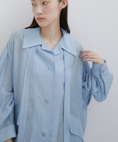 ADAM ET ROPE'（アダムエロペ）の「セルロースリネンオーバーシャツ（シャツ/ブラウス・レディース・ブラック/サックス/クリーム/ホワイト系・F）」の12枚目の写真