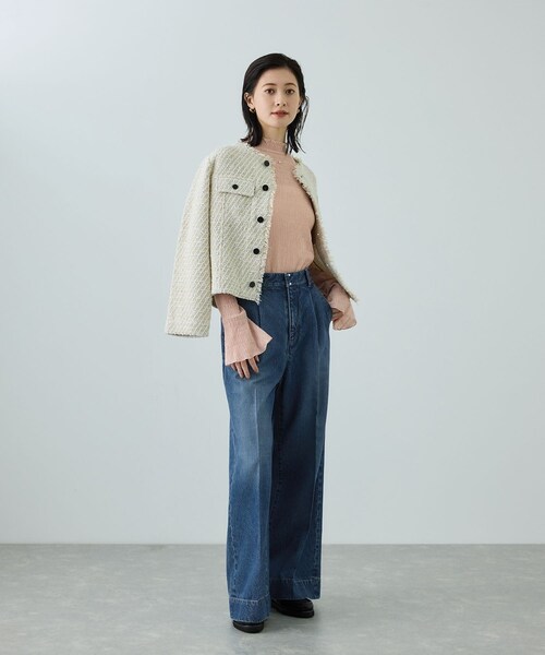 ROPE'（ロペ）の「テンセルデニムストレートワイドパンツ/イージーケア・セットアップ対応（デニムパンツ・レディース・ネイビー/ブルー・36/38/40）」の17枚目の写真