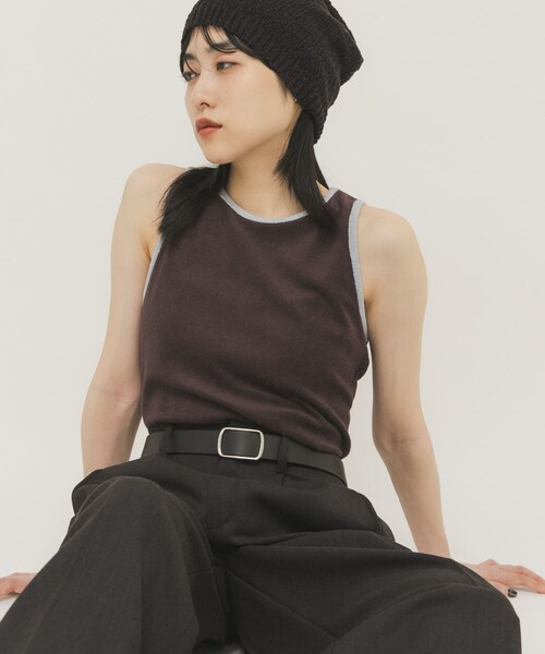 KBF（ケイビーエフ）の「バイカラーパイルタンク（タンクトップ・レディース・BEIGE/BROWN/CHARCOAL・One）」の4枚目の写真
