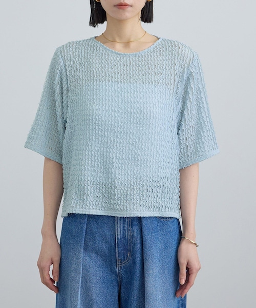 ADAM ET ROPE'(アダムエロペ)の「【WEB限定】ティアードラッセルシアーTシャツ(Tシャツ/カットソー・レディース・ブラック/ホワイト/サックス・F)」の22枚目の写真