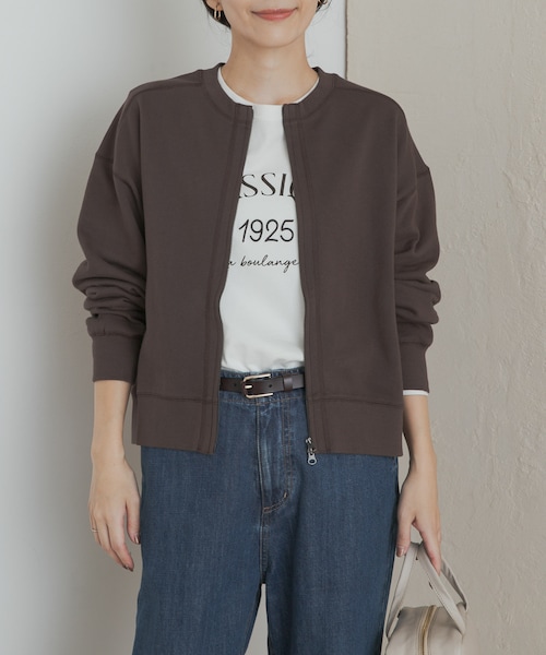 URBAN RESEARCH DOORS（アーバンリサーチドアーズ）の「『WEB/一部店舗限定カラー』コットンスウェットZIPカーディガン（カーディガン/ボレロ・レディース・GRAY/BROWN/CHARCOAL/BLUE・M）」の15枚目の写真