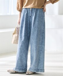 nissen | ＜大きいサイズ＞【接触冷感】ライトオンスプチワイドストレートパンツ（ゆったりヒップ）(パンツ)