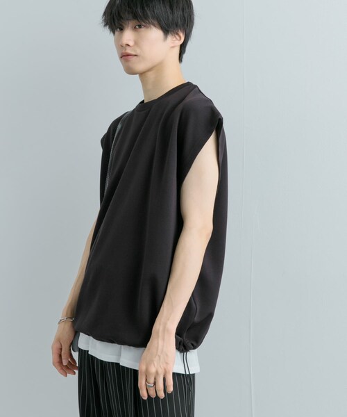 SENSE OF PLACE by URBAN RESEARCH（センスオブプレイスバイアーバンリサーチ）の「エクストラルーズドローコードノースリーブTシャツ（Tシャツ/カットソー・メンズ・GREEN/BLACK・M/L）」の18枚目の写真