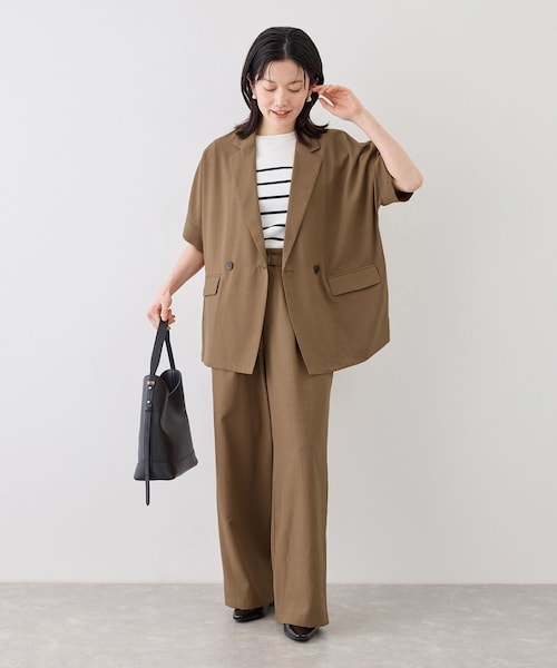 ROPE' PICNIC(ロペピクニック)の「エアリーリネンライク ドルマンジャケット/接触冷感・UVカット・速乾(テーラードジャケット・レディース・ブラック/ダークブラウン/キャメル/ベージュ/ネイビー・F)」の22枚目の写真