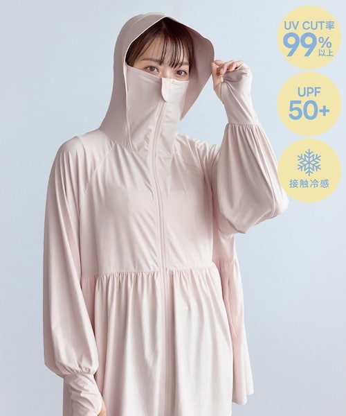 ROPE' PICNIC（ロペピクニック）の「【WEB限定カラー】絶対焼けたくないUVパーカー/UVカット・接触冷感（パーカー・レディース・ライトグレー/キナリ/ブルー系/ブラック/グレー系/ピンク・F）」の5枚目の写真