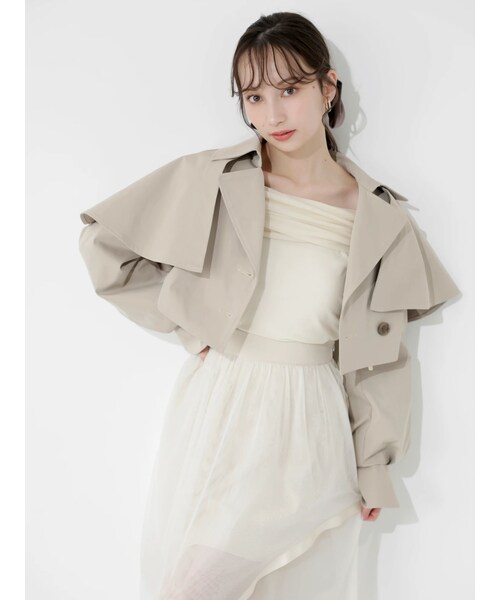 dazzlin（ダズリン）の「ケープショートトレンチジャケット（トレンチコート・レディース・ピンク/ネイビー/ベージュ/ミックス・F）」の11枚目の写真
