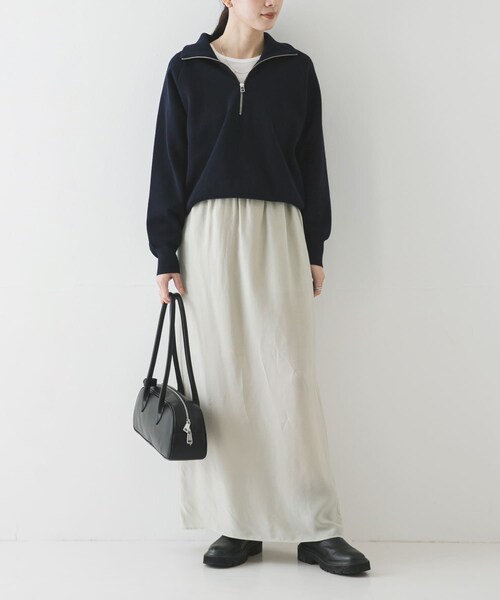 URBAN RESEARCH（アーバンリサーチ）の「ハーフジップスウェットニット（スウェット・レディース・OFF WHITE/YELLOW/NAVY・Free）」の18枚目の写真