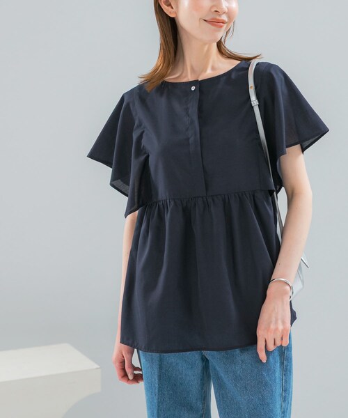 URBAN RESEARCH ROSSO（アーバンリサーチロッソ）の「『WEB限定』『UR TECH Smart Linen Touch』フレアスリーブブラウス（シャツ/ブラウス・レディース・B/STRIPE/NAVY/LIGHT PINK・Free）」の6枚目の写真