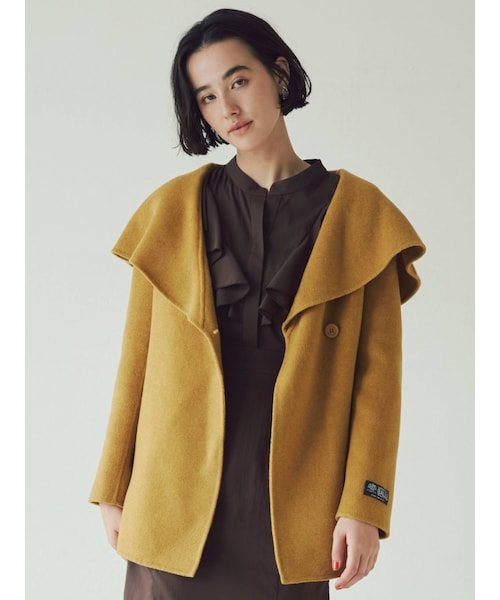 LAGUNAMOON（ラグナムーン）の「ケープカラーフレアーリバーコート（その他アウター・レディース・イエロー/ベージュ/モカ/アイボリー・S/M）」の9枚目の写真