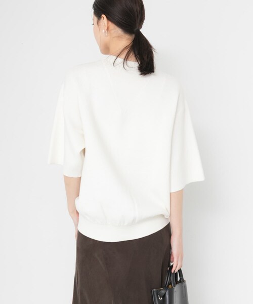 URBAN RESEARCH(アーバンリサーチ)の「コットンカシミヤハーフスリーブニット(ニット/セーター・レディース・OFF WHITE/GRAY/DRK NAVY・Free)」の10枚目の写真