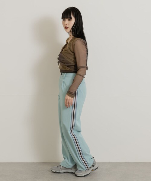 THE GOODLAND MARKET（ザグッドランドマーケット）の「米富繊維　KNIT SIDELINE PANTS-WOMEN（その他パンツ・レディース・44BROWN/41BEIGE/60SAX・M）」の13枚目の写真