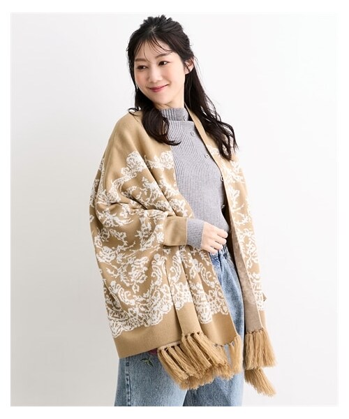 nissen（ニッセン）の「カーディガンにもなるニットストール（カーディガン/ボレロ・レディース・モカ/グレー/ブラック・S~M/M~L）」の6枚目の写真