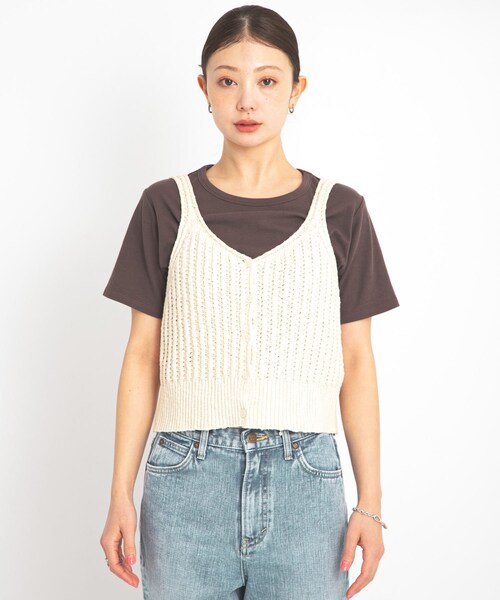 URBAN RESEARCH Sonny Label（アーバンリサーチサニーレーベル）の「2WAY透かし編みニットビスチェ（キャミソール・レディース・ネイビー/アイボリー/ピンク・FREE）」の13枚目の写真