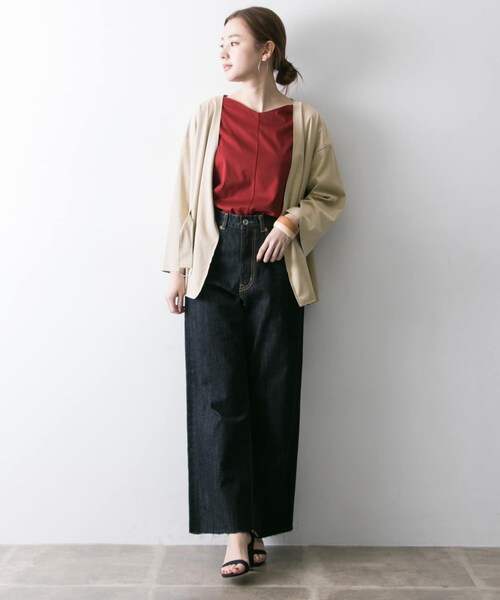 URBAN RESEARCH（アーバンリサーチ）の「フェイクスエードショート丈コーディガン∴（ノーカラージャケット・レディース・NAVY/BEIGE・FREE）」の6枚目の写真