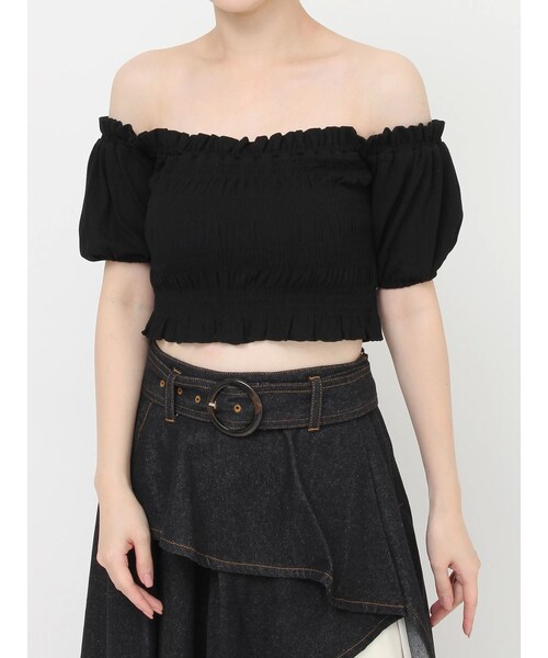 RESEXXY（リゼクシー）の「シャーリングカットトップス（Tシャツ/カットソー・レディース・ブラック/レッド/ミックス・F）」の3枚目の写真