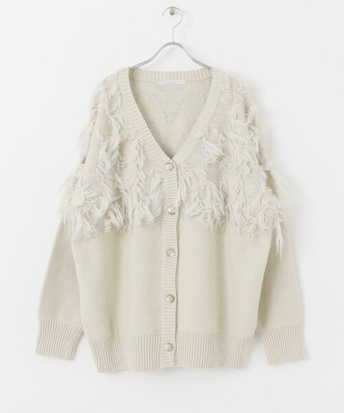 KBF(ケイビーエフ)の「ジャガードフリンジカーディガン(カーディガン/ボレロ・レディース・BLUE/IVORY/KHAKI/BLACK・one)」の15枚目の写真